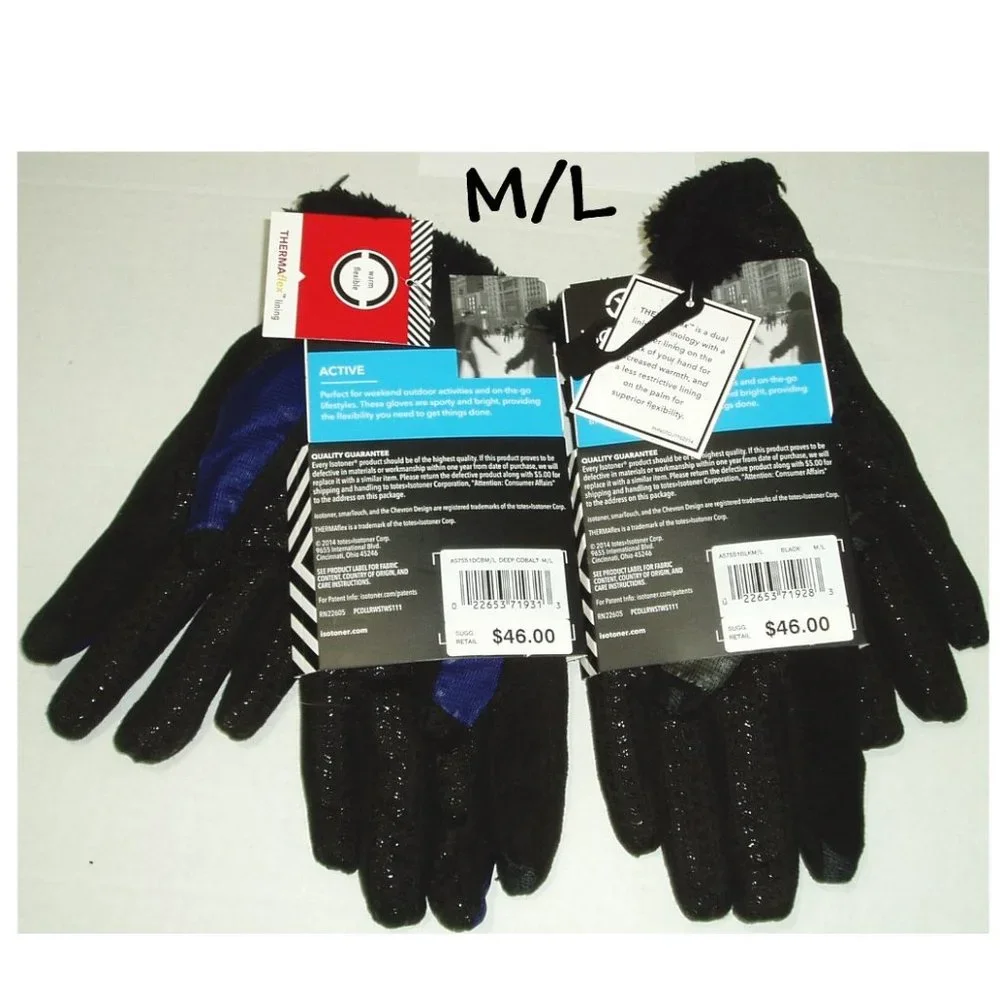 Deep Colbalt Black M/L 2 pr Isotoner Gloves Womens - Picture 5 of 10